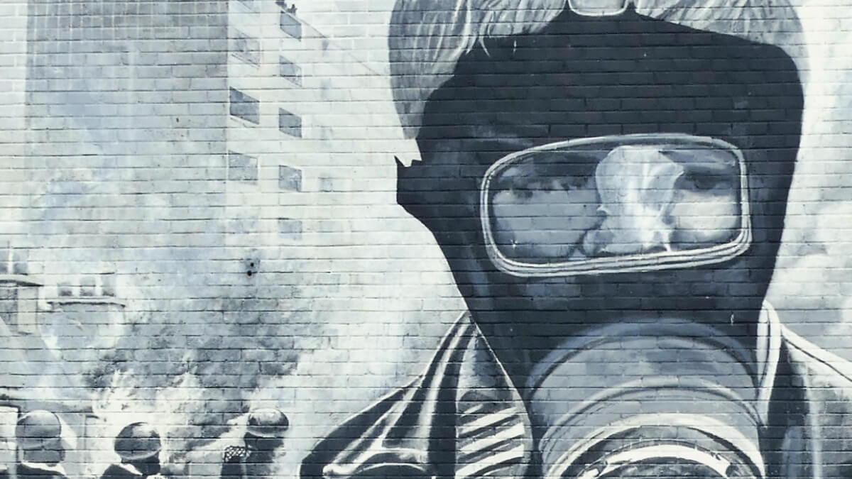 Irlandia, Irlandia Północna, mural z London Derry, Derry.